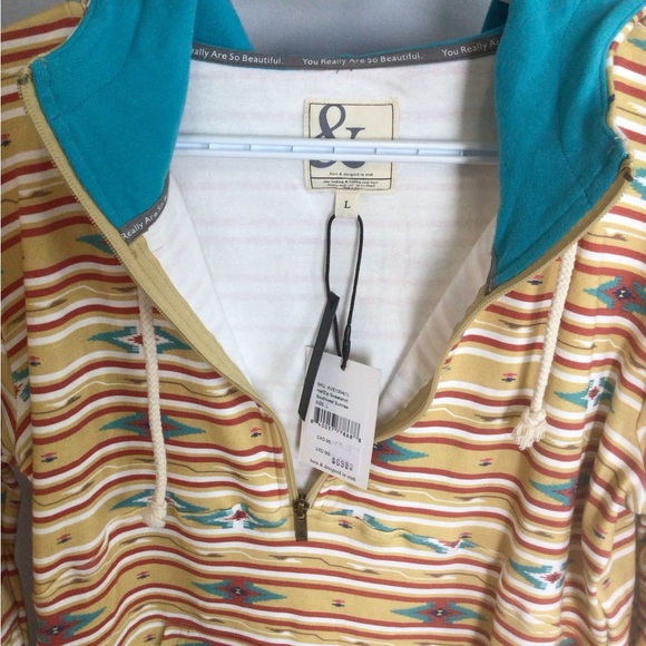 Ampersand Avenue Half-Zip Sweatshirt! Southwest Sunrise! - Picture 6 of 8